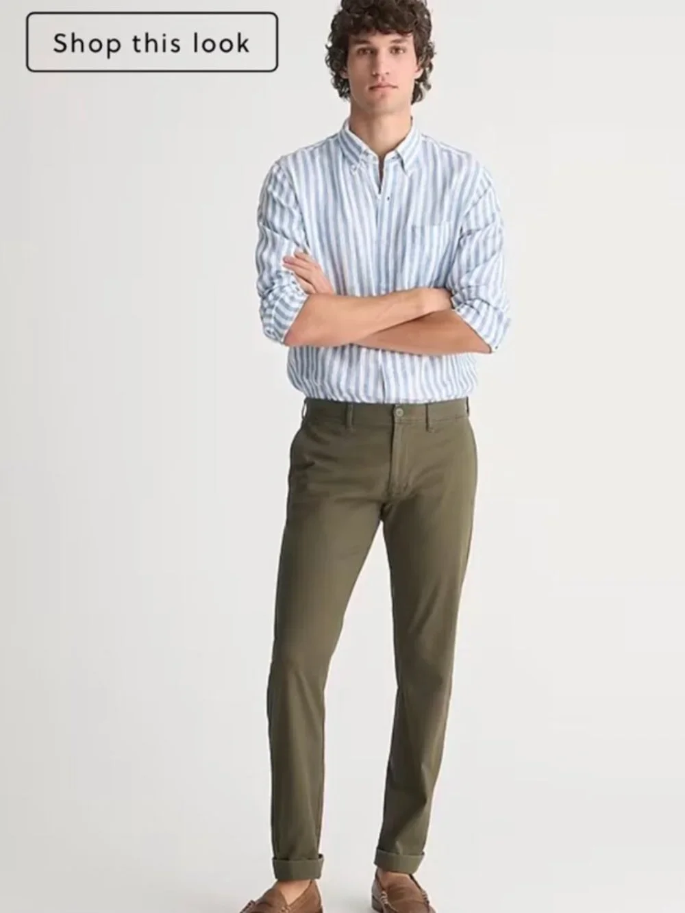 J. CREW Men's 484 Slim Stretch Chino Pants Army Green | Size‎ W34 X W32